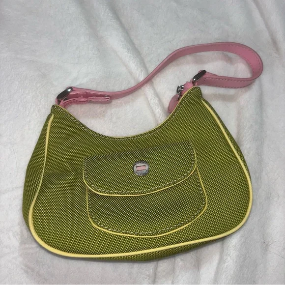 Tommy Hilfiger Green and Pink Shoulder Bags with Curved Design - Picture 4 of 5
